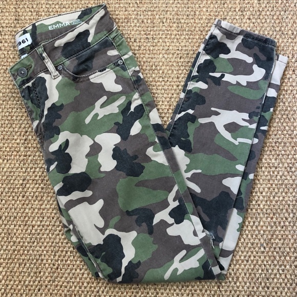 DL1961 Olive Camouflage Skinny Emma Power Knee-Rip Edition Legging XTWILL - Picture 4 of 5